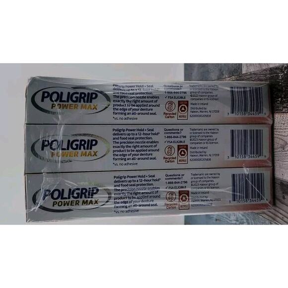 Poligrip Power Max Power Hold plus Seal Denture Adhesive Cream 2.2 Oz - 6 Tubes - Picture 3 of 4